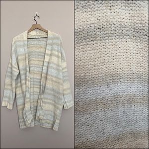 American Eagle Chenille Oversized Open Front Stripe Cardigan